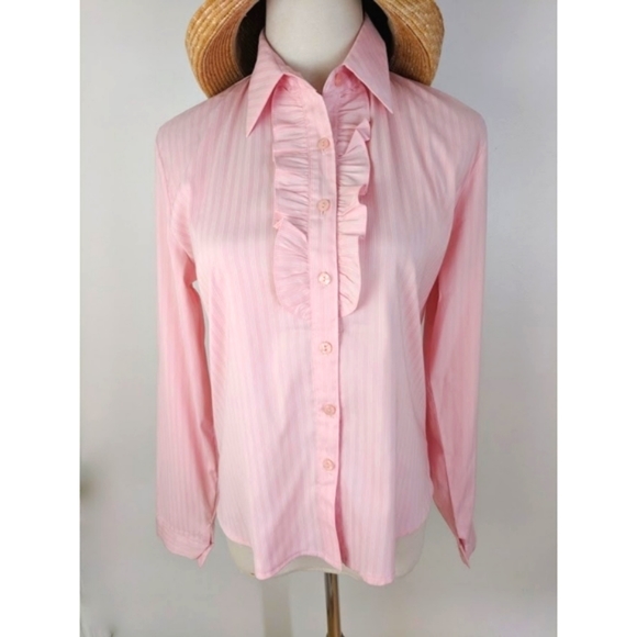 Pink Striped Collared Long Sleeves Shirt - Picture 1 of 9